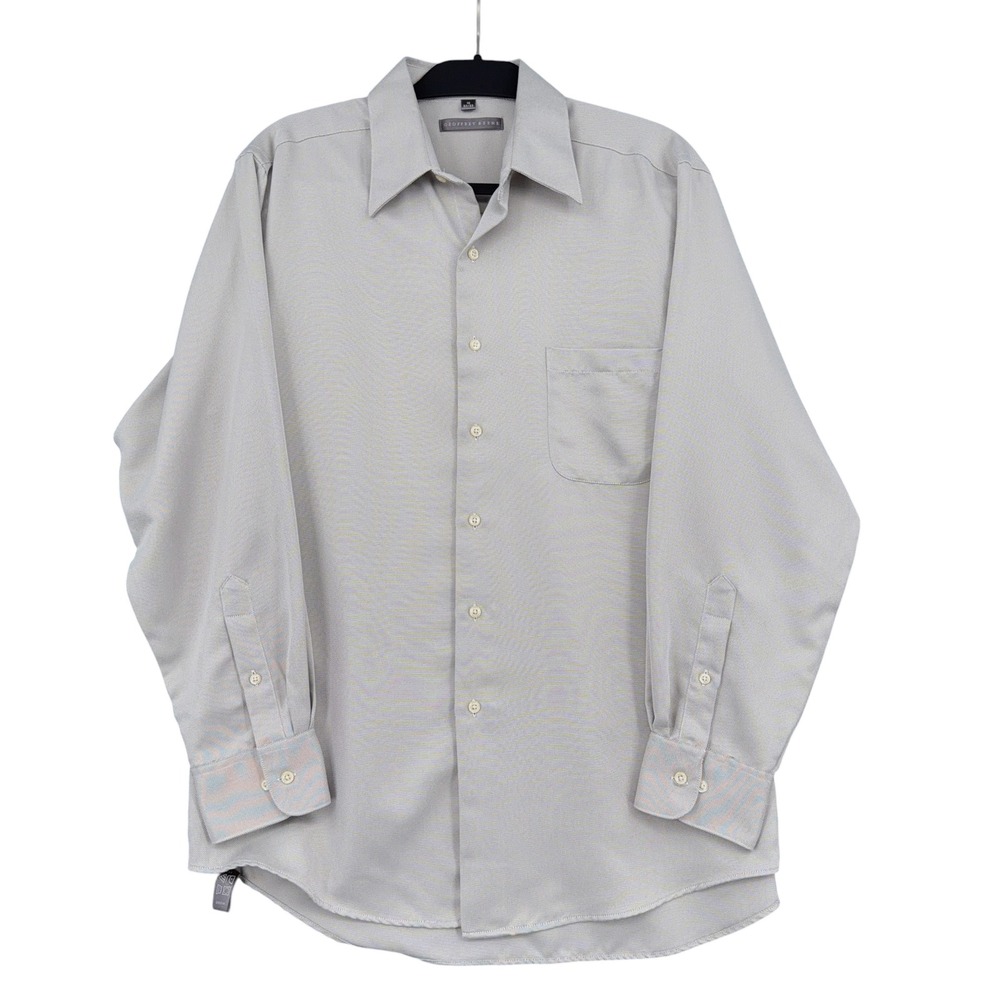Geoffrey Beene Dress Shirt Mens 16 32/33 100% Polyester Gray Long Sleeve
